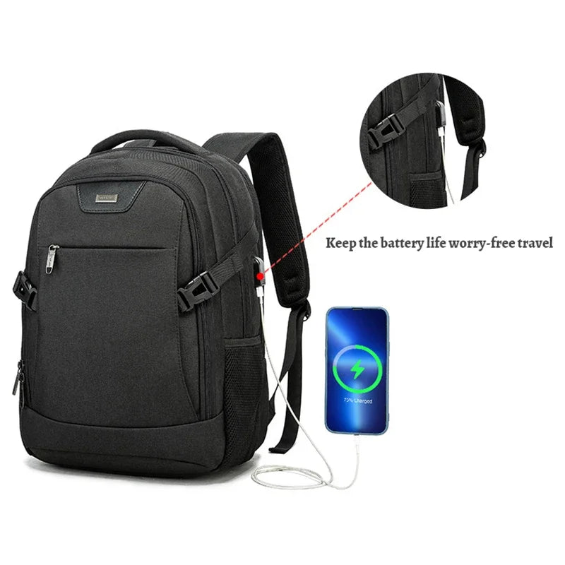 New Business Backpack for Men Lightweight Waterproof 15.6 Inch USB Charge Travel Laptop Backpacks Fashion School Bag Boys Teenag