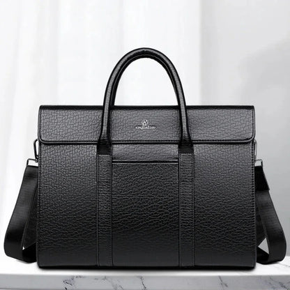 New Business Genuine Leather Men's Briefcase Retro Laptop Large Capacity Documents Handbag Male Daily Shoulder Bag