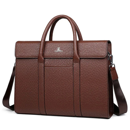 New Business Genuine Leather Men's Briefcase Retro Laptop Large Capacity Documents Handbag Male Daily Shoulder Bag