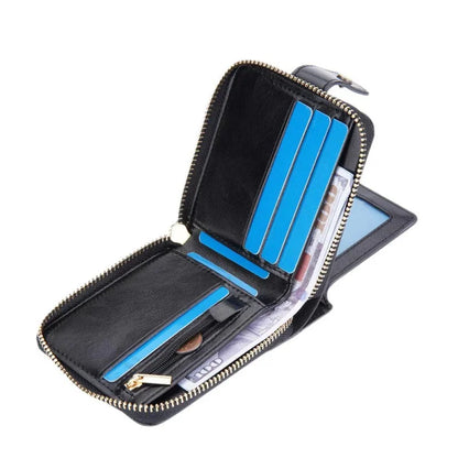 New Business Man Short Wallet Fashion Leather Coin Purse Vintage Zipper Men's Card Holder Large Capacity Money Clip