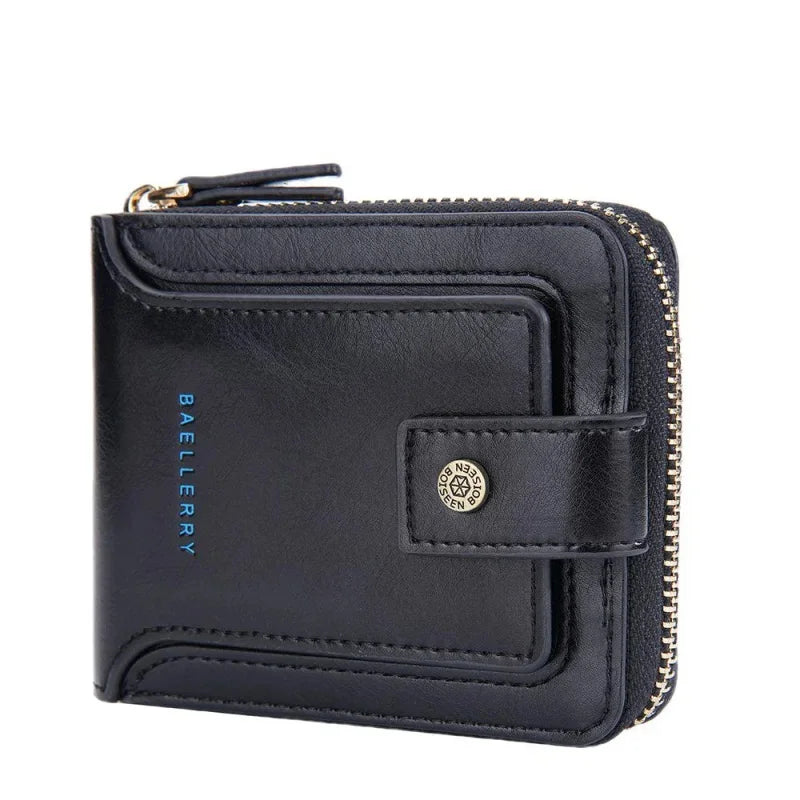 New Business Man Short Wallet Fashion Leather Coin Purse Vintage Zipper Men's Card Holder Large Capacity Money Clip