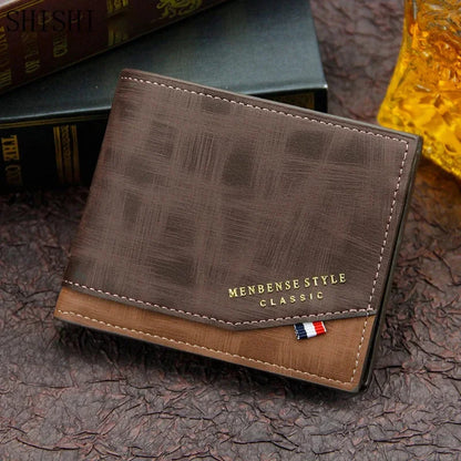 New Business Men Leather Luxury Short Wallet Man Foldable Card Holders Small Male Money Purses