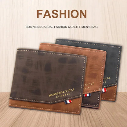 New Business Men Leather Luxury Short Wallet Man Foldable Card Holders Small Male Money Purses