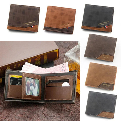 New Business Men Leather Luxury Short Wallet Man Foldable Card Holders Small Male Money Purses