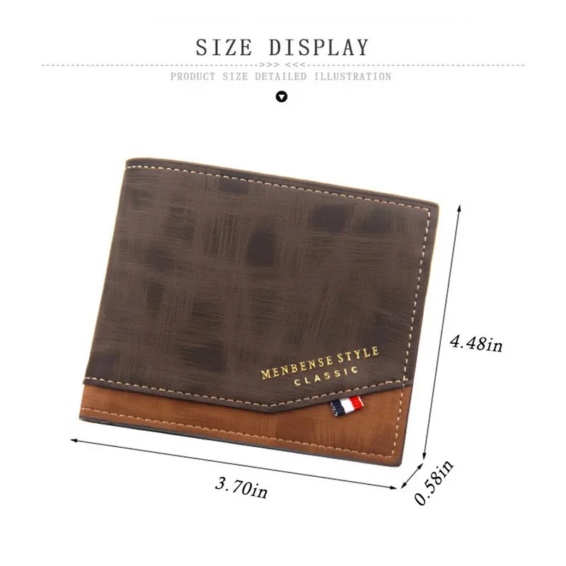 New Business Men Leather Luxury Short Wallet Man Foldable Card Holders Small Male Money Purses