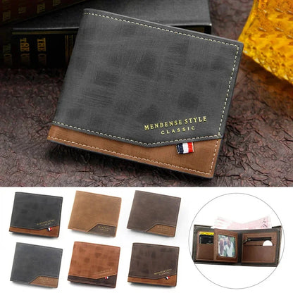 New Business Men Leather Luxury Short Wallet Man Foldable Card Holders Small Male Money Purses