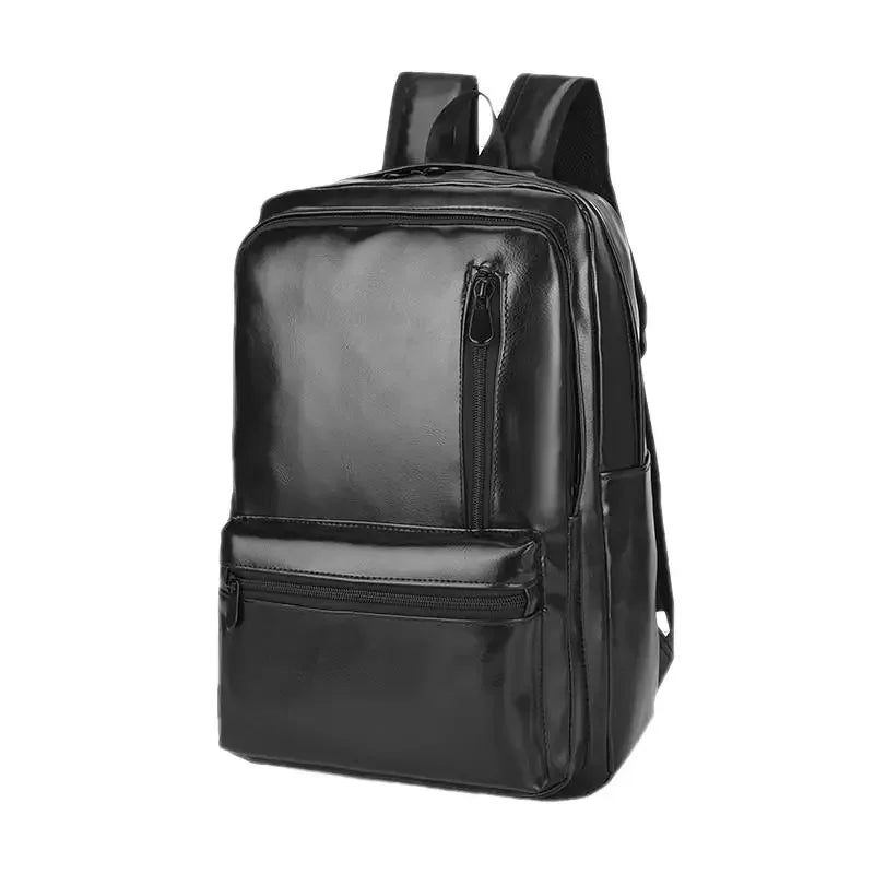 New Business Men PU Leather Casual Travel Backpack Male Luxury Black Laptop Bag Large Capacity Student Schoolbag
