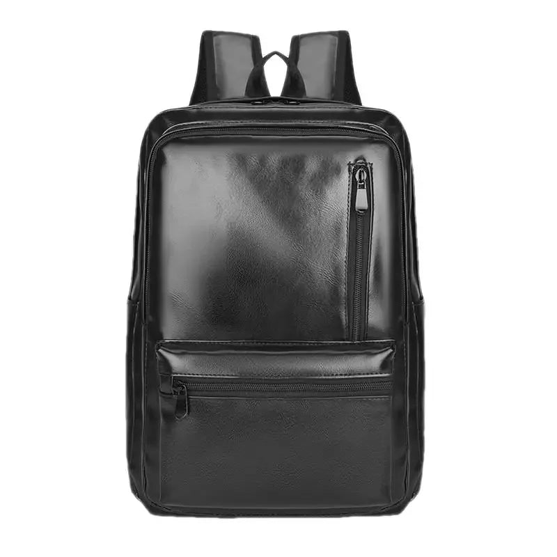 New Business Men PU Leather Casual Travel Backpack Male Luxury Black Laptop Bag Large Capacity Student Schoolbag