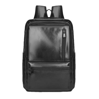 New Business Men PU Leather Casual Travel Backpack Male Luxury Black Laptop Bag Large Capacity Student Schoolbag
