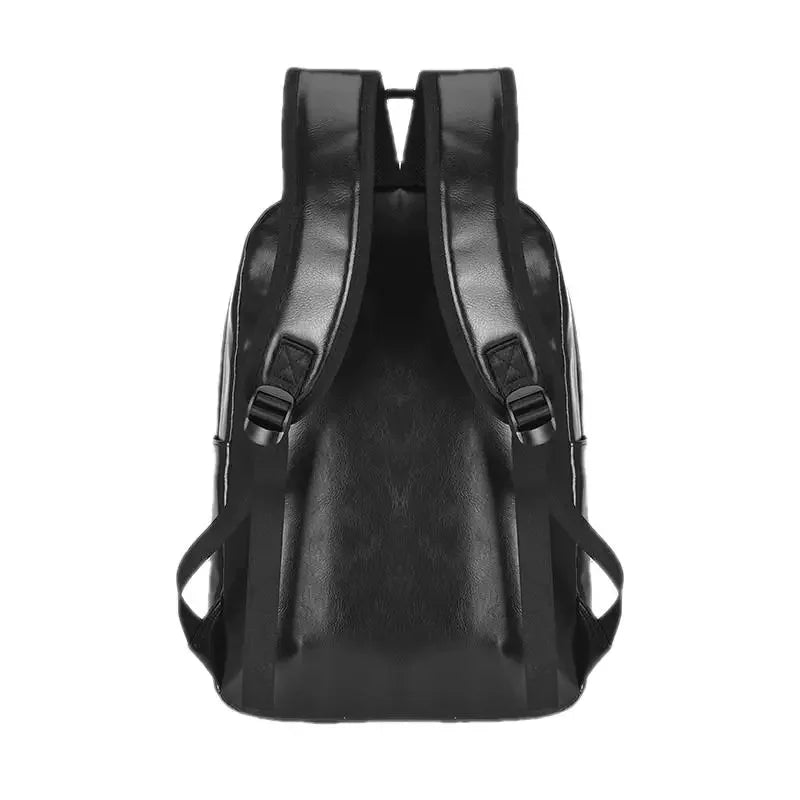 New Business Men PU Leather Casual Travel Backpack Male Luxury Black Laptop Bag Large Capacity Student Schoolbag