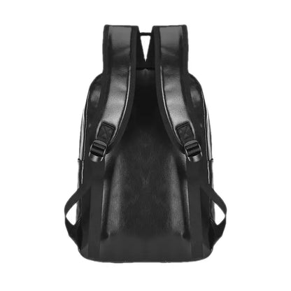 New Business Men PU Leather Casual Travel Backpack Male Luxury Black Laptop Bag Large Capacity Student Schoolbag