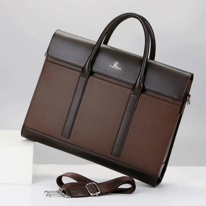 New Business Men's Briefcase Genuine Leather Casual Handbag Vintage Man Shoulder High Capacity 14 Inch Laptop Bag