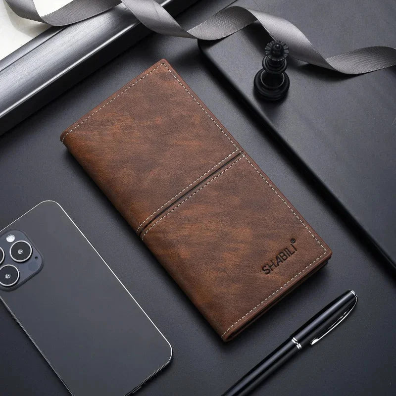 New Business Men's Long Wallet Multi Slots Coin Purses PU Leather Man Card Holder Slim Money Clip