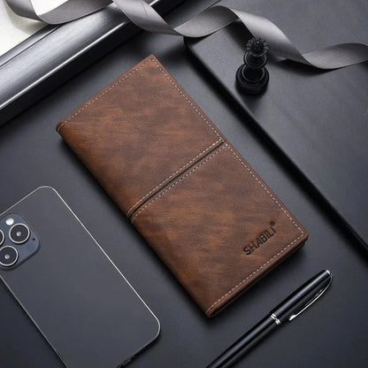 New Business Men's Long Wallet Multi Slots Coin Purses PU Leather Man Card Holder Slim Money Clip