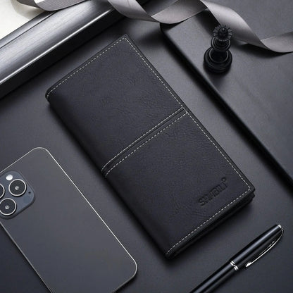 New Business Men's Long Wallet Multi Slots Coin Purses PU Leather Man Card Holder Slim Money Clip