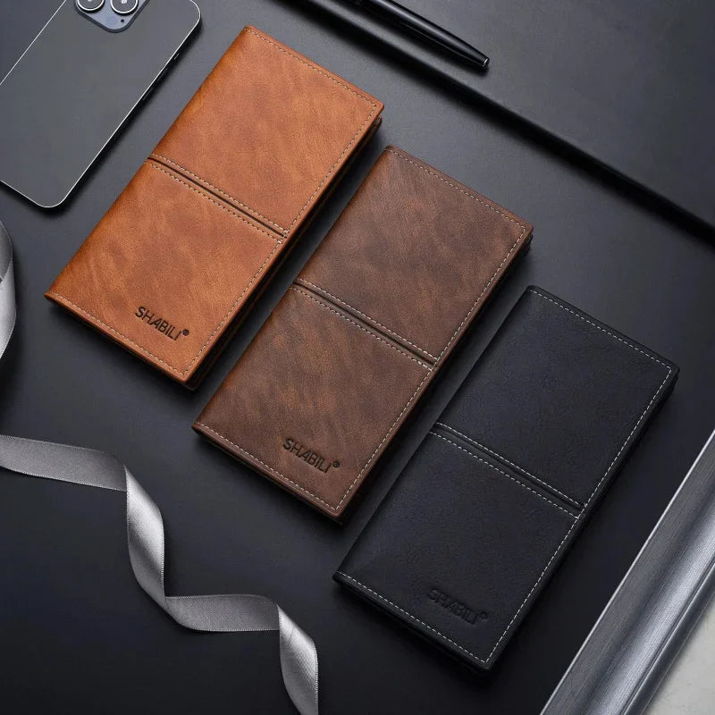 New Business Men's Long Wallet Multi Slots Coin Purses PU Leather Man Card Holder Slim Money Clip