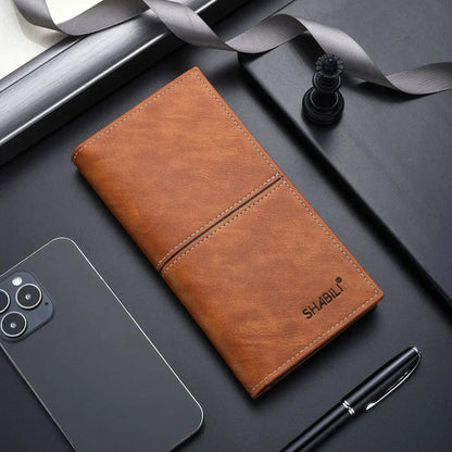 New Business Men's Long Wallet Multi Slots Coin Purses PU Leather Man Card Holder Slim Money Clip
