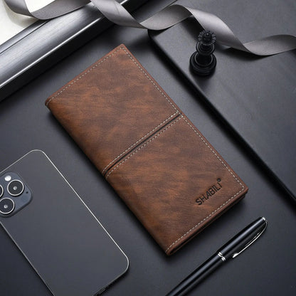 New Business Men's Long Wallet Multi Slots Coin Purses PU Leather Man Card Holder Slim Money Clip