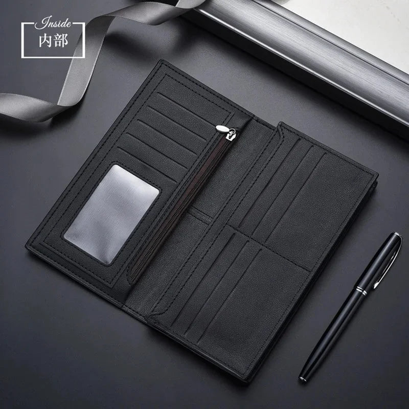 New Business Men's Long Wallet Multi Slots Coin Purses PU Leather Man Card Holder Slim Money Clip