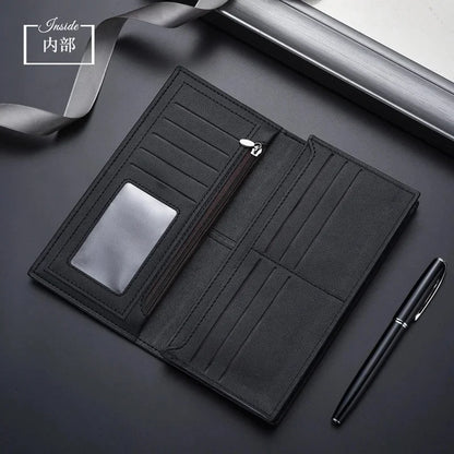 New Business Men's Long Wallet Multi Slots Coin Purses PU Leather Man Card Holder Slim Money Clip