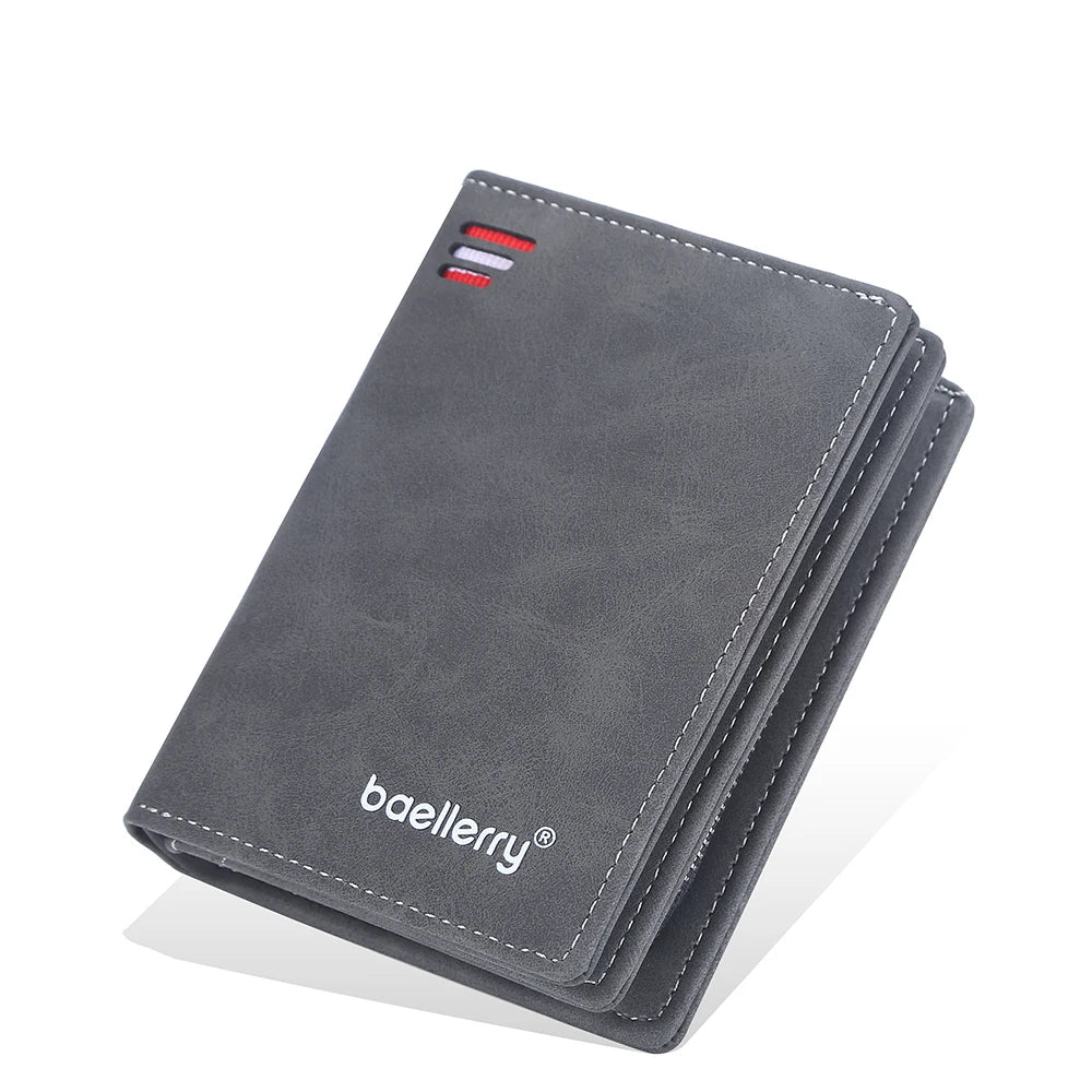 New Business Style Leather Wallets for Men Large Capacity Cards Slot with Zipper Coin Purse Drop Shipping Mini Men's Wallet