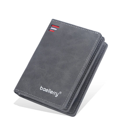 New Business Style Leather Wallets for Men Large Capacity Cards Slot with Zipper Coin Purse Drop Shipping Mini Men's Wallet