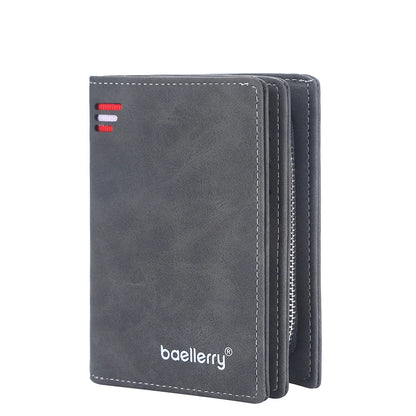New Business Style Leather Wallets for Men Large Capacity Cards Slot with Zipper Coin Purse Drop Shipping Mini Men's Wallet