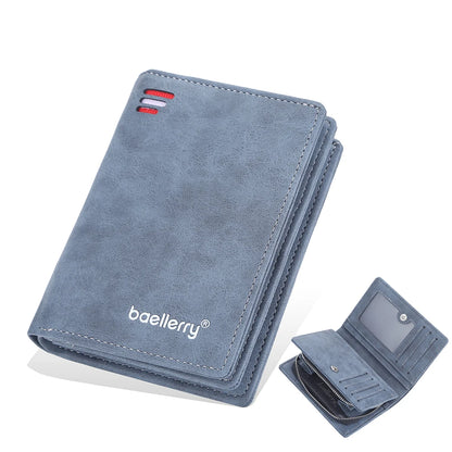 New Business Style Leather Wallets for Men Large Capacity Cards Slot with Zipper Coin Purse Drop Shipping Mini Men's Wallet