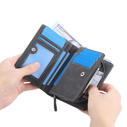 New Business Style Leather Wallets for Men Large Capacity Cards Slot with Zipper Coin Purse Drop Shipping Mini Men's Wallet