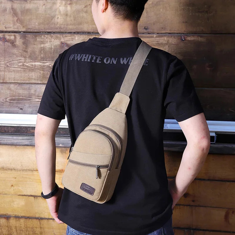 New Canvas Large Capacity Chest Pack Casual Sling Sports Male Shoulder Outdoor Crossbody Bag For Men
