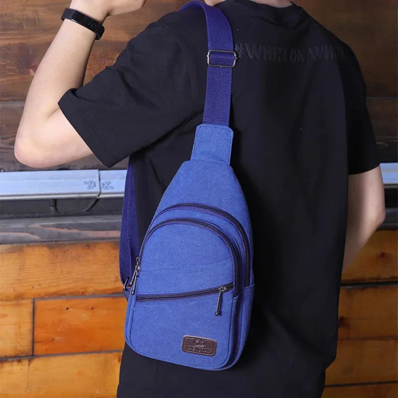 New Canvas Large Capacity Chest Pack Casual Sling Sports Male Shoulder Outdoor Crossbody Bag For Men