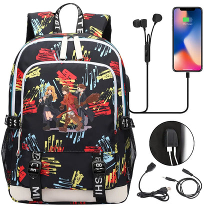 New Cartoon Owl Magic School Teenager USB Charging Laptop Backpack Women Men Rucksack Kids Book Bag Mochila Travel Bagpack