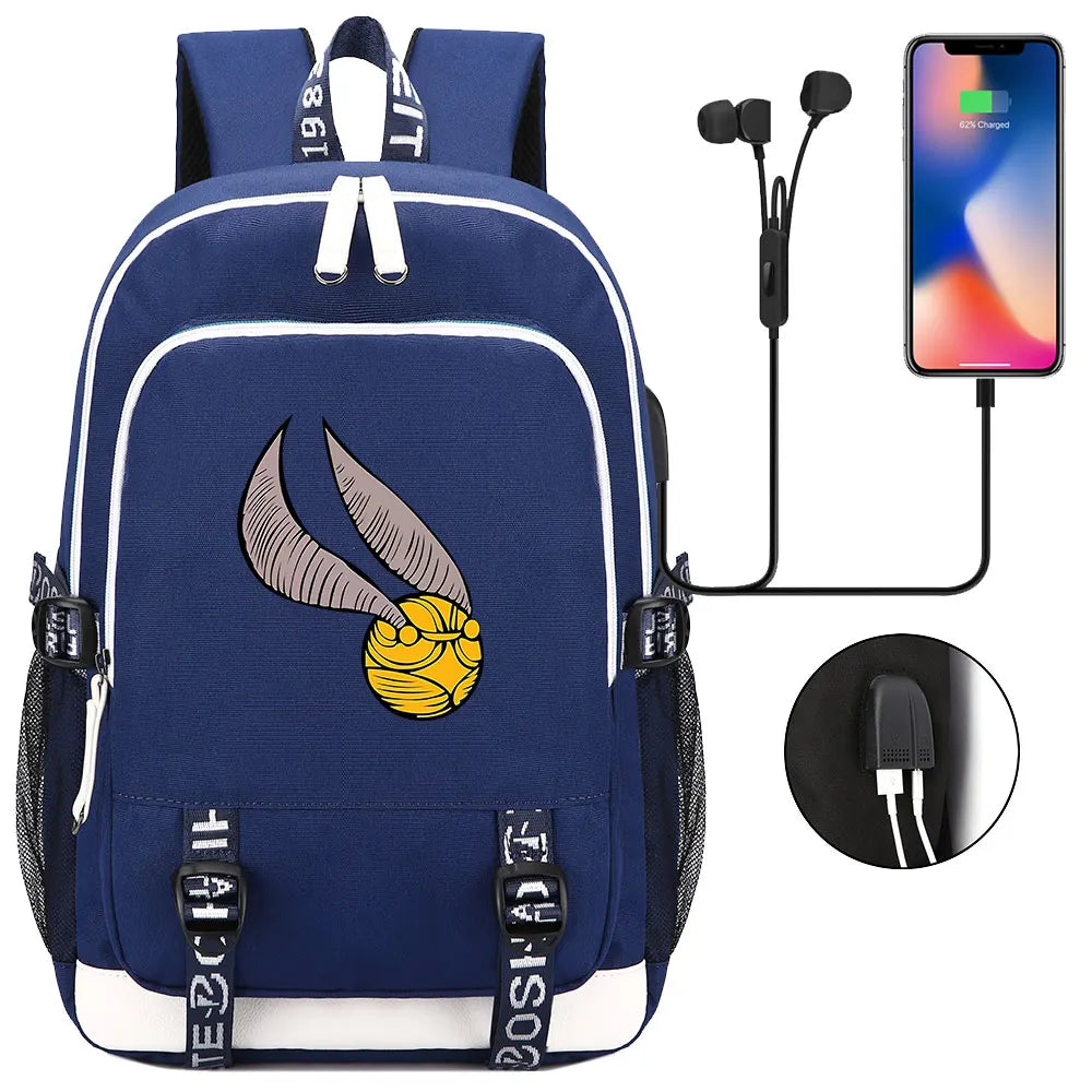 New Cartoon Owl Magic School Teenager USB Charging Laptop Backpack Women Men Rucksack Kids Book Bag Mochila Travel Bagpack