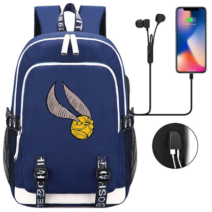 New Cartoon Owl Magic School Teenager USB Charging Laptop Backpack Women Men Rucksack Kids Book Bag Mochila Travel Bagpack
