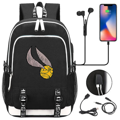 New Cartoon Owl Magic School Teenager USB Charging Laptop Backpack Women Men Rucksack Kids Book Bag Mochila Travel Bagpack