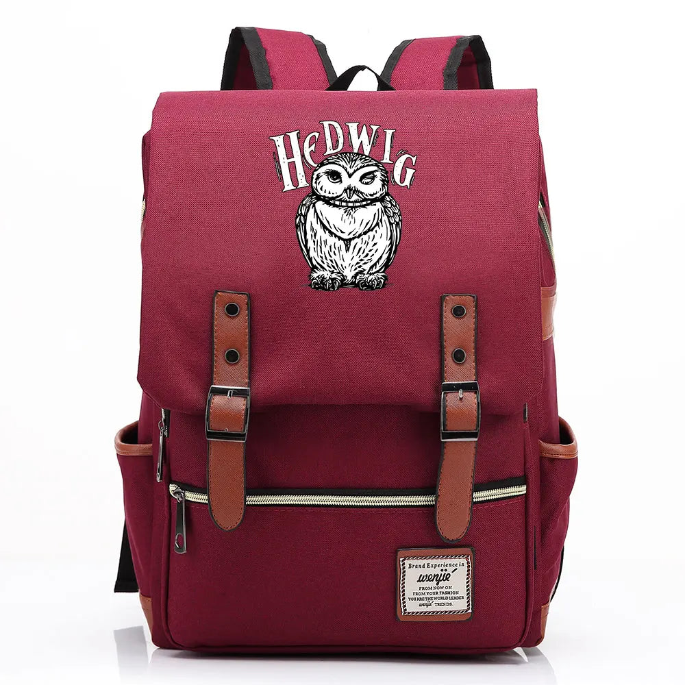 New Cartoon Owl Printed Boys Girls Kids Student School Book Bags Teenagers Canvas Women Bagpack Men Laptop Travel Backpack