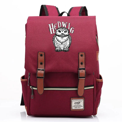 New Cartoon Owl Printed Boys Girls Kids Student School Book Bags Teenagers Canvas Women Bagpack Men Laptop Travel Backpack