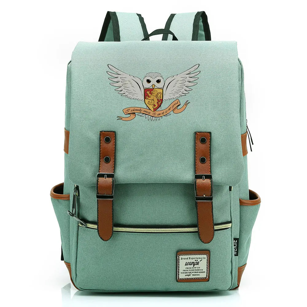 New Cartoon Owl Printed Boys Girls Kids Student School Book Bags Teenagers Canvas Women Bagpack Men Laptop Travel Backpack