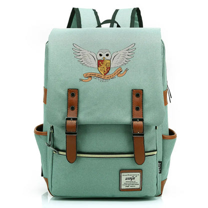 New Cartoon Owl Printed Boys Girls Kids Student School Book Bags Teenagers Canvas Women Bagpack Men Laptop Travel Backpack