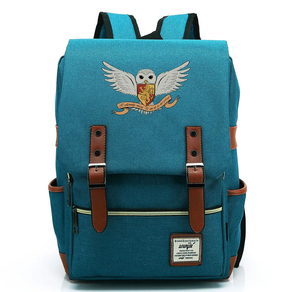 New Cartoon Owl Printed Boys Girls Kids Student School Book Bags Teenagers Canvas Women Bagpack Men Laptop Travel Backpack
