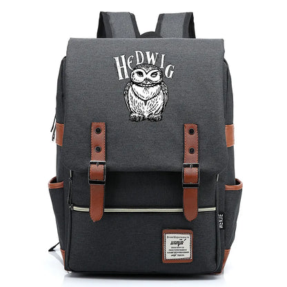 New Cartoon Owl Printed Boys Girls Kids Student School Book Bags Teenagers Canvas Women Bagpack Men Laptop Travel Backpack