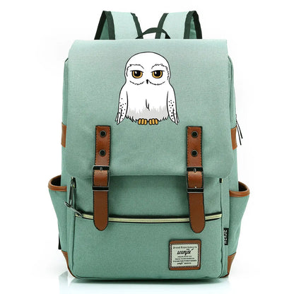 New Cartoon Owl Printed Boys Girls Kids Student School Book Bags Teenagers Canvas Women Bagpack Men Laptop Travel Backpack