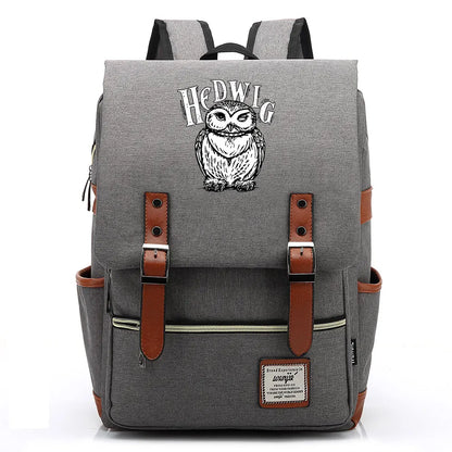 New Cartoon Owl Printed Boys Girls Kids Student School Book Bags Teenagers Canvas Women Bagpack Men Laptop Travel Backpack