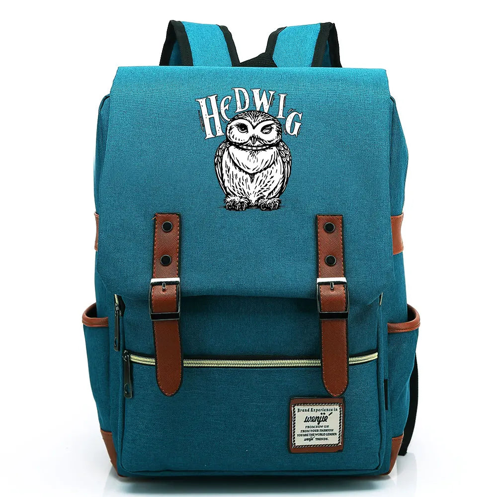 New Cartoon Owl Printed Boys Girls Kids Student School Book Bags Teenagers Canvas Women Bagpack Men Laptop Travel Backpack