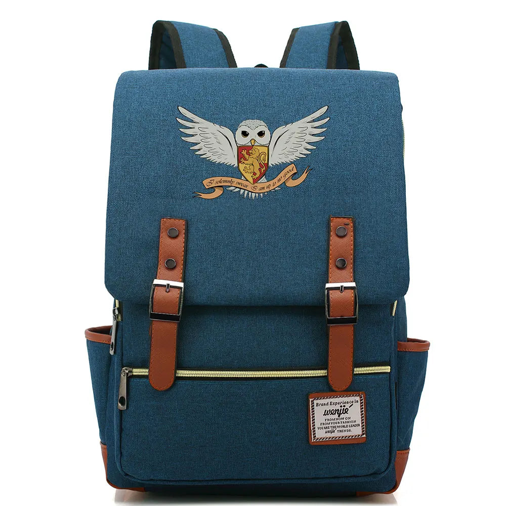 New Cartoon Owl Printed Boys Girls Kids Student School Book Bags Teenagers Canvas Women Bagpack Men Laptop Travel Backpack