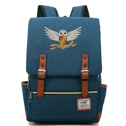 New Cartoon Owl Printed Boys Girls Kids Student School Book Bags Teenagers Canvas Women Bagpack Men Laptop Travel Backpack