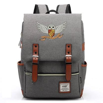 New Cartoon Owl Printed Boys Girls Kids Student School Book Bags Teenagers Canvas Women Bagpack Men Laptop Travel Backpack