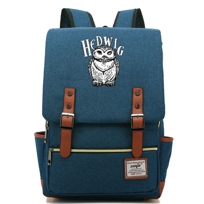 New Cartoon Owl Printed Boys Girls Kids Student School Book Bags Teenagers Canvas Women Bagpack Men Laptop Travel Backpack
