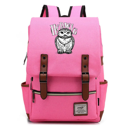 New Cartoon Owl Printed Boys Girls Kids Student School Book Bags Teenagers Canvas Women Bagpack Men Laptop Travel Backpack