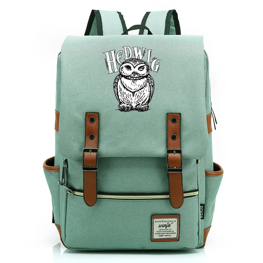 New Cartoon Owl Printed Boys Girls Kids Student School Book Bags Teenagers Canvas Women Bagpack Men Laptop Travel Backpack